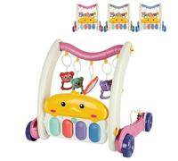 XUANYU 4 en 1 Chariot de Marche Bébé avec Tapis d'Eveil pour Garçon et Fille Trotteur Marche Bebe avec Tableau d'Éveil Détachable Jouet pour Bébé (Rose)