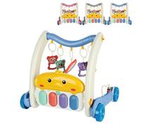 XUANYU 4 en 1 Chariot de Marche Bébé avec Tapis d'Eveil pour Garçon et Fille Trotteur Marche Bebe avec Tableau d'Éveil Détachable Jouet pour Bébé (Bleu)