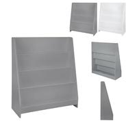 XUANYU 4 Niveaux Bibliothèque Meuble de Rangement pour Enfant, Bibliotheque Murale, Etagere Livre et Meuble pour Chambre de Bebe, 77 x 30 x 88 cm (Gris)