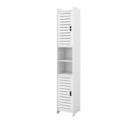 XUANYU 6 Niveaux Meuble de Rangement pour Toilettes Colonne Armoire de Salle de Bain Support pour Papiers Toilettes avec 2 Portes Meuble Colonne Haut Meubles pour Salon Blanc-26×22×117 cm