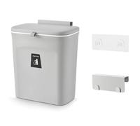 XUANYU 9 Litre Poubelle à Compost Cuisine avec Couvercle, Petite Poubelle Compost pour Portes ou Mural, Poubelles Suspendue en Plastique pour Cuisine, Salon, Chambre, Salle de Bains (Gris-1 Pcs)
