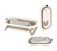 XUANYU Baignoire Pliable avec Transat de Douche, Thermometre Digital et Trou de Drainage Portable, Baignoire de Bain Autonome pour Nouveau-nés, Baignoires en Plastique PP+TPE (Kaki D)
