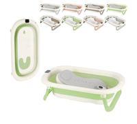 XUANYU Baignoire Pliable pour Nouveau-nés, Bassine Bebe avec Thermomètre à eau, Baignoire de Voyage Portable avec Transat de Douche (Vert)