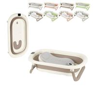 XUANYU Baignoire Pliable pour Nouveau-nés, Bassine Bebe avec Thermomètre à eau, Baignoire de Voyage Portable avec Transat de Douche (Kaki)