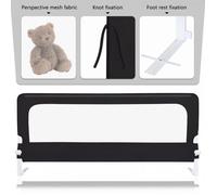 XUANYU ,Barrière de Lit pour Bébés, Enfants et Adults, Longueur de 175cm et Hauteur de 70 cm, Pliable , Noir