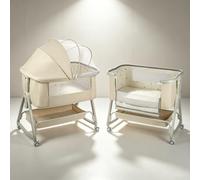 XUANYU Berceau Bébé Pliable avec Auvent, 80x48 cm Lit Bébé Cododo, Beige