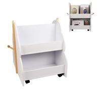 XUANYU Bibliothèque Enfant avec Roues, Étagère à Livres pour Rangement Jouet/Livre, Petite Bibliothèque Montessorienne 4 Niveaux, Blanc 50 * 54 * 61 cm