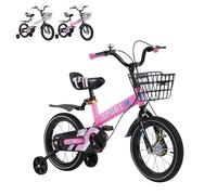 XUANYU Bike Vélo Enfant avec Roues Stabilisatrices pour Débutant 2 à 8 Ans, Vélos en Acier Carbone avec Pédales et Rétropédalage, Vélo Tout Chemin Fille et Garçon (Rose 16 Pouces)