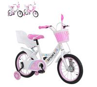 XUANYU Bike Vélo Enfant pour 2 à 8 Ans avec Roues Stabilisatrices, Draisienne Vélos avec Pédales et Rétropédalage pour Débutant, VTC pour Enfants (Blanc 14 Pouces)