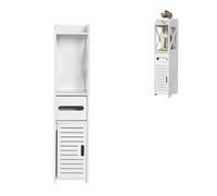 XUANYU Blanc 4 Niveaux Petit Meuble Colonne de Toilette, Support pour Papiers Toilettes, Petit Colonne Armoire de Salle de Bain, Meuble de Rangement pour Toilettes/Salle de Bain/Salon (20*20*80 cm-I)