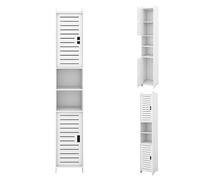 XUANYU Blanc 6 Niveaux Petit Meuble Colonne de Toilette, Support pour Papiers Toilettes, Petit Colonne Armoire de Salle de Bain, Meuble de Rangement pour Toilettes/Salle de Bain/Salon (26*22*117 cm)