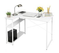 XUANYU Bureau avec Rangement Petit Table Forme L Bureau Angle, Angle Réversible Gaming Table pour Etudier Travailler Chambre (Blanc 100x70 cm)