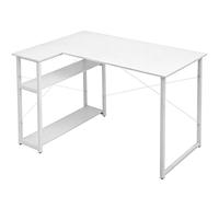 XUANYU Bureau avec Rangement Petit Table Forme L Bureau Angle, Angle Réversible Gaming Table pour Etudier Travailler Chambre (Blanc 120x70 cm)