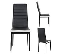 XUANYU Chaises de Salle à Manger, Siège en Simili Cuir et Structure en Acier, Lot de Chaise Milano Supporter Jusqu'à 120 kg, Chaises pour Salle à Manger, Cuisine, Salon (4, Noir-Blanc, 40×39×98 cm)