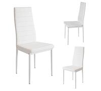 XUANYU Chaises de Salle à Manger, Siège en Simili Cuir et Structure en Acier, Lot de Chaise Milano Supporter Jusqu'à 120 kg, Chaises pour Salle à Manger, Cuisine, Salon (6, Blanc, 42×48×98 cm)