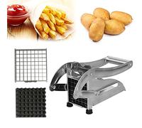 XUANYU Coupe Frites Manuel avec des 2 Lames de 12mm et 10mm, Coupe Frite Professionnel, Antidérapante, Coupe Légumes INOX