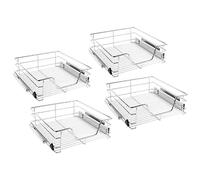 XUANYU DIY Panier de Rangement Coulissant,Tiroir Télescopique d'armoire,Étagère Extensible Cuisine,Rangement Sous Évier,Étagère de Placard Coulissante (Argenté, pour Armoire de 60 cm, 4 Pièces)