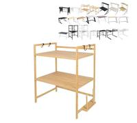 XUANYU Étagère Rangement de Cuisine Rack à Ustensiles Support Four Micro Onde avec Organisateur d'épices Etagere Micro Onde Support de Stockage pour Four à Micro-Ondes (Bois 55 * 35 * 67cm)