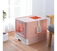 XUANYU Grande Maison de Toilette Chat Bac Litière pour Chat avec Pelle Bac à Litière pour Chats et Aux Petits Animaux, WC pour Chats (Rose A)