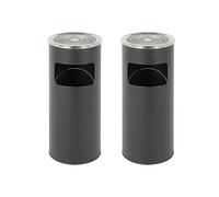 XUANYU Lot de 2 Cendrier avec Poubelle Intégrée, Poubelle avec Cendrier sur Pieds et Seau Intérieur Amovible, pour Hôtel, Jardin, Bureau, Extérieur/Intérieur (Noir 30L)
