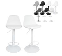 XUANYU Lot de 2 Tabourets de Bar avec Dossier, Assise Confortable, Repose-Pieds, Réglables en Hauteur 60 cm à 81 cm (23,6" à 31,9") (Blanc-Blanc)