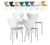 XUANYU Lot de 4 Chaises de Salle à Manger, pour Cuisine, Chaise à Dossier Haut en Plastique PP, Moderne Chaise à Manger Scandinavie, Chaises Empilable (Blanc 4Pcs)
