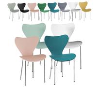 XUANYU Lot de 4 Chaises Mila en Plastique PP Mix Color Blanc/Bleu/Rose/Bleu Clair, Chaises de Salle à Manger Empilable, Chaise à Manger Scandinavie, Chaise de Cuisine Stable