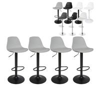 XUANYU Lot de 4 Tabourets de Bar avec Dossier, Assise Confortable, Repose-Pieds, Réglables en Hauteur 60 cm à 81 cm (23,6" à 31,9") (Gris-Noir)