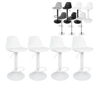 XUANYU Lot de 4 Tabourets de Bar avec Dossier, Assise Confortable, Repose-Pieds, Réglables en Hauteur 60 cm à 81 cm (23,6" à 31,9") (Blanc-Blanc)