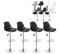 XUANYU Lot de 4 Tabourets de Bar avec Dossier, Assise Confortable, Repose-Pieds, Réglables en Hauteur 60 cm à 81 cm (23,6" à 31,9") (Noir-Argent)