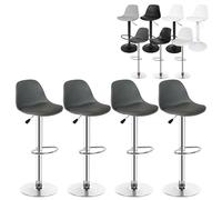 XUANYU Lot de 4 Tabourets de Bar avec Dossier, Assise Confortable, Repose-Pieds, Réglables en Hauteur 60 cm à 81 cm (23,6" à 31,9") (Gris-Argent)