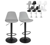 XUANYU Lot de Tabourets de Bar avec Dossier, Assise Confortable, Repose-Pieds, Réglables en Hauteur 60 cm à 81 cm (23,6" à 31,9") (2 pcs, Gris-Noir)