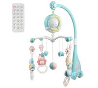 XUANYU Mobile Musical Bébé avec Projecteur, Babyphone avec Veilleuse Nomade, 150 Mélodies, 10 Chansons, 6 Sons Nature, Minuterie et Télécommande pour Bébé Garçon Fille (Bleu)
