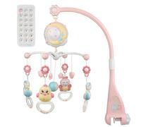 XUANYU Mobile Musical Bébé avec Projecteur, Babyphone avec Veilleuse Nomade, 150 Mélodies, 10 Chansons, 6 Sons Nature, Minuterie et Télécommande pour Bébé Garçon Fille (Rose)