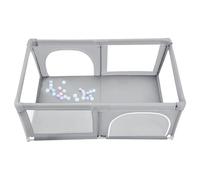 XUANYU Parc Bébé avec Tapis et Porte Zippée Parc Bebe Modulable Grand Parc Enfant Pliable Parc de Jeux Bébé pour la Maison (Gris clair-L180 x l120 x H66 cm, avec Boules)