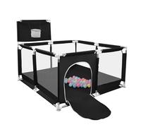 XUANYU Parc Bébé Carré avec Barrières et Porte, Petit Parcs de Jeux Pliable en Tissu Oxford, Centre d'activités Bébé, Petit Parc Enfant pour Intérieur/Extérieur (Noir 126 x 126 x 66 cm)