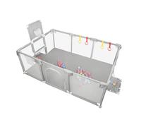 XUANYU Parc Bébé en Tissu Oxford, 180 x 120 x 66 cm, Parc de Jeux avec Barrières, 4 Anneaux de Préhension, 8 Ventouses, 50 Petit Balles et Panier de Basket, Centre d'activités Intérieur (Gris clair A)