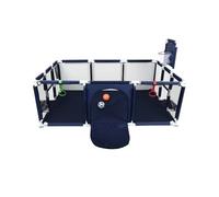 XUANYU Parc Bébé en Tissu Oxford, 180 x 120 x 66 cm, Parc de Jeux avec Barrières, 8 Ventouses, 2 Anneaux de Préhension, 2 Balles, Pompe à Air Manuelle et Panier de Basket, Centre d'activités (Bleu)