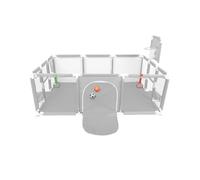 XUANYU Parc Bébé en Tissu Oxford, 180 x 120 x 66 cm, Parc de Jeux avec Barrières, 8 Ventouses, 2 Anneaux de Préhension, 2 Balles, Pompe à Air et Panier de Basket, Centre d'activités (Gris clair)