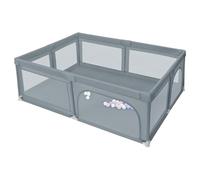 XUANYU Parc Bébé en Tissu Oxford, Parc de Jeux avec Barrières, 50 Petit Balles, Centre d'activités Bébé, Parcs Enfant pour Intérieur/Extérieur (Gris 205 x 147 x 66 cm)