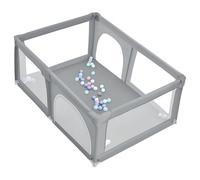 XUANYU Parc Bebe Modulable 180 x 120 x 66 cm en Tissu Oxford, Parc Enfant avec Barrières et 50 Petit Balles, Parcs de Jeux Bébé pour Intérieur/Extérieur (Gris B)