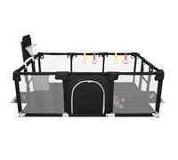 XUANYU Parc Bébé Rectangulaire avec Barrières et Porte, Parcs de Jeux Pliable en Tissu Oxford, Centre d'activités Bébé, Parc Enfant pour Intérieur/Extérieur (Noir A 180 x 120 x 66 cm)