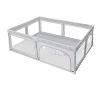 XUANYU Parc Bébé Rectangulaire avec Barrières et Porte, Parcs de Jeux Pliable en Tissu Oxford, Centre d'activités Bébé, Parc Enfant pour Intérieur/Extérieur (Gris clair 205 x 147 x 66 cm)