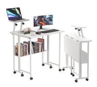 XUANYU Petit Bureau d'ordinateur Pliable, Table de Bureau Informatique, Table d'étude pour Ordinateur, pour Etudier Travailler Chambre (Blanc 80x58x75cm, avec Rehausseur)