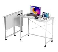 XUANYU Petit Bureau d'ordinateur Pliable, Table de Bureau Informatique, Table d'étude pour Ordinateur, pour Etudier Travailler Chambre (Blanc 90x56x75cm)