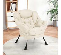XUANYU Petit Fauteuil Crapaud Confortable, Fauteuil Salon Scandinave avec Accoudoirs, Fauteuils de Salon 1 Personne, Petit Canapé Rembourrée Épaisse, Chaise de Salon en Tissu, Beige-B