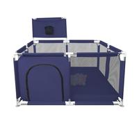 XUANYU Petit Parc Bebe Modulable 126 x 126 x 66 cm, Barrière de Jeux Bébé, Parc Bébé et Enfant en Tissu Oxford, 8 Ventouses, 50 Balles et Panier de Basket (Bleu)