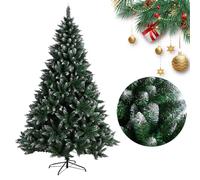 XUANYU Sapin de Noël Artificiel 180 cm/6 FT sans Décoration Arbre de Noël avec 600 Branches Arbre Artificiel en PVC Vert avec Flocage Spray Blanc Arbre Décoratif pour Maison, Bureau, Magasin
