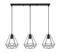 XUANYU Suspensions avec Câble de 100 cm et Abat-jour pour E27 Industriel Luminaire Lustre Plafonnier Noir Lampe Cage Suspensions d'Éclairage Intérieur, 3 Lustres, Base Rectangulaire B (Sans Ampoule)