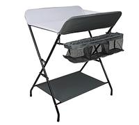 XUANYU Table à Langer Pliable et Portable, Table à Langer Pliante avec Panier de Rangement, Ceinture de Sécurité, Charge Max 25KG, Gris-blanc D 79 x 56 x 96 cm